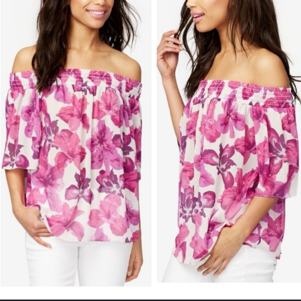 RACHEL Rachel Roy Pink Floral Off-Shoulder Blouse - Picture 2 of 8